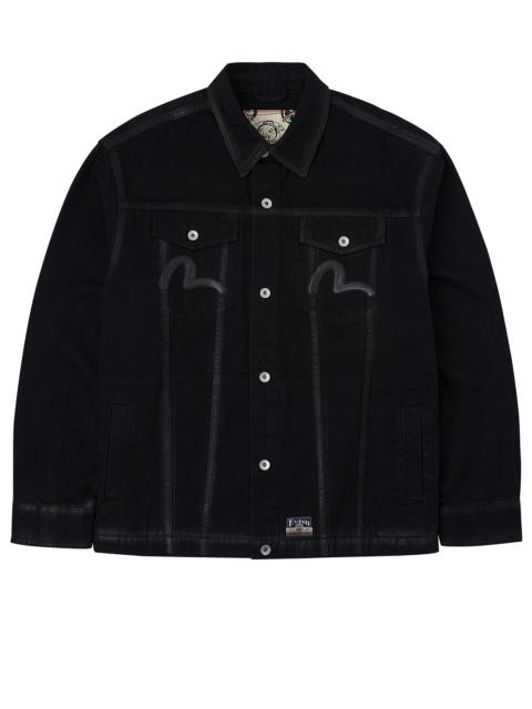 Kamon and Seagull Appliqué Regular Fit Denim Jacket Shirt