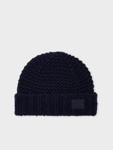Navy Chunky Knit Wool Beanie