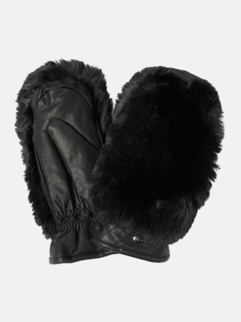 Hill faux shearling and leather mittens