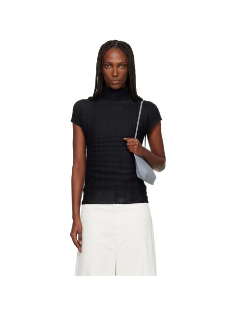 Black Wooly Pleats Top