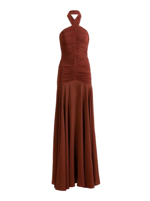Moira Silk-Blend Halter Maxi Dress brown