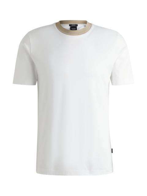 MERCERIZED-COTTON SLIM-FIT T-SHIRT WITH COLLAR STRIPE