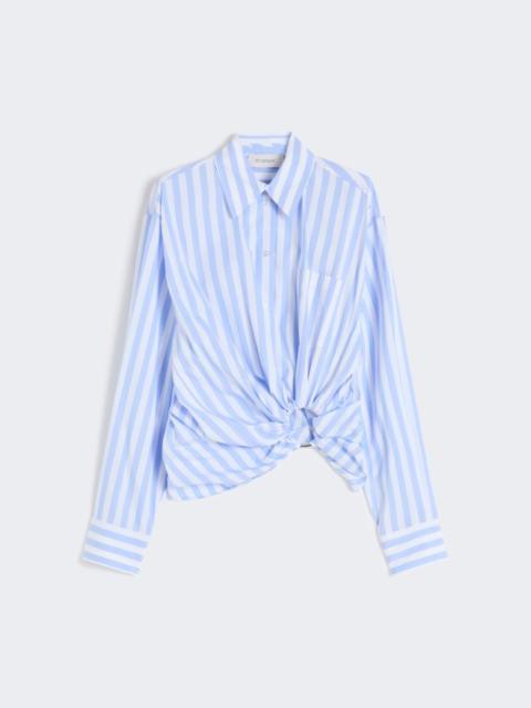 Striped poplin shirt - light blue