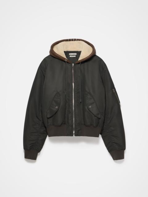HOODED BOMBER JACKET IN DARK KHAKI