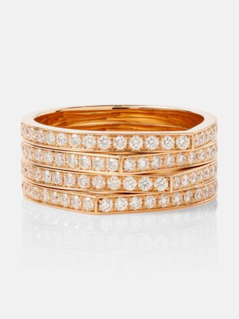 Antifer 4 rows 18kt rose gold ring with diamonds