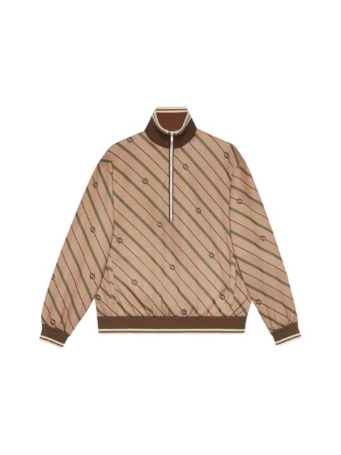 Gucci Twill GG Stripe Knit Half-Zip Jacket Beige/Brown