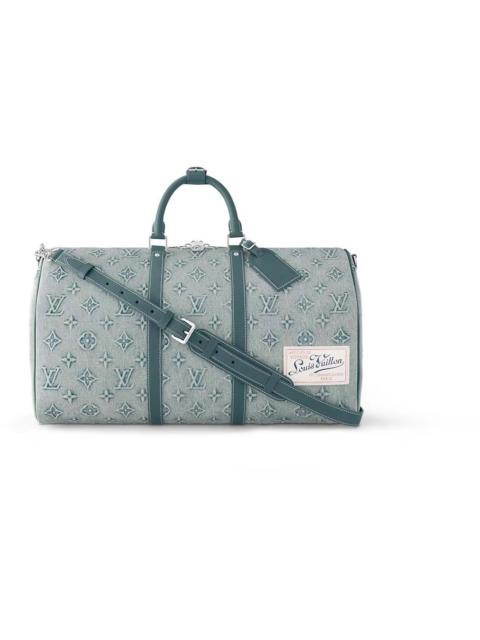 Louis Vuitton Keepall Bandouliere 50 Monogram Washed Denim coated canvas