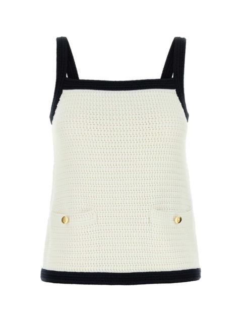 White Stretch Crochet Tank Top