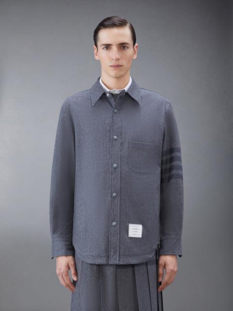 Medium Grey Wool Cashmere Flannel Tonal 4-Bar Shirt Jacket