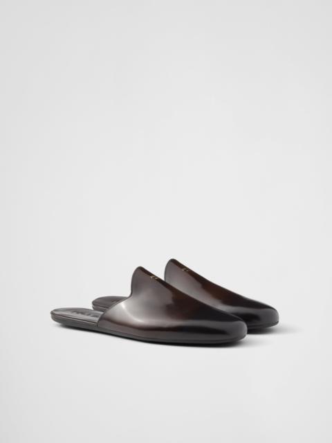 Brushed leather slippers