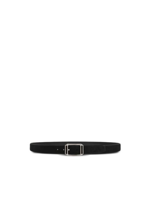 rectangular-buckle leather belt