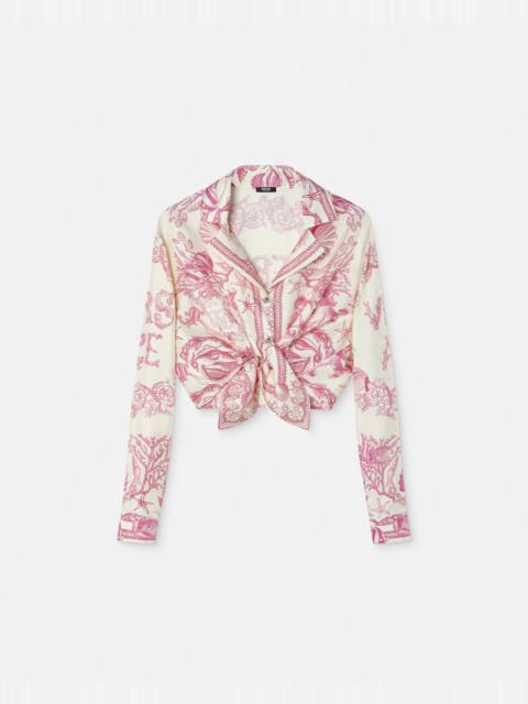 Underwater Barocco Knotted Crop Silk Shirt