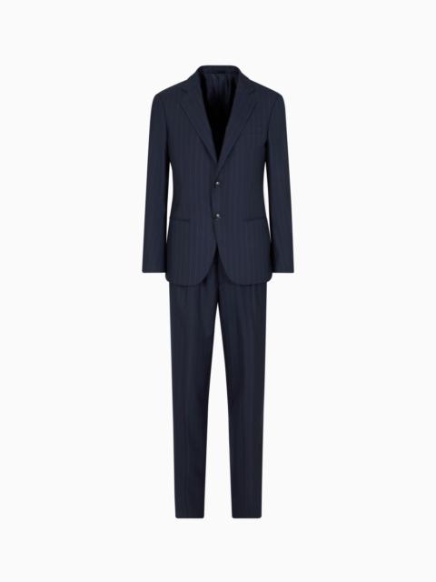 Single-breasted Soho line suit in pinstriped virgin wool
