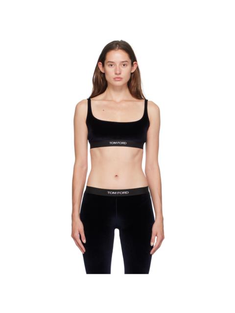 Navy Jacquard-Logo Bra