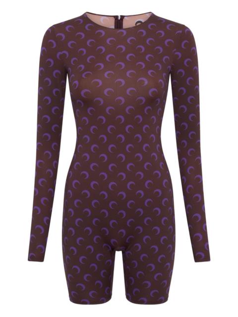 moon-print shorts playsuit