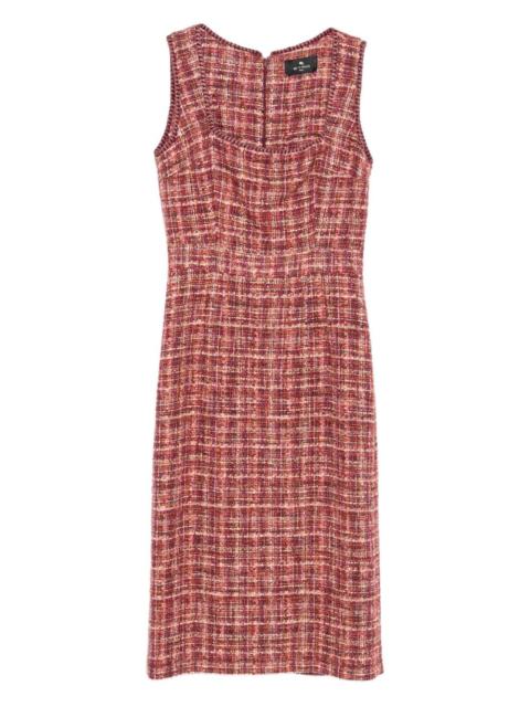 tweed sleeveless midi day dress