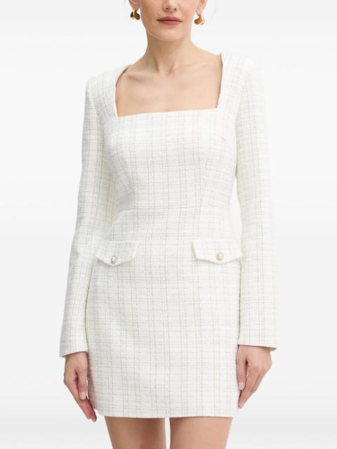 pearl-embellished square-neck mini dress