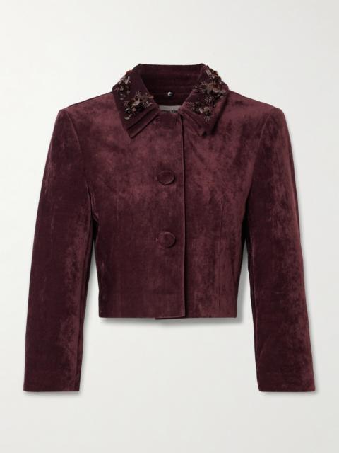 Cropped Embellished Velvet Jacket