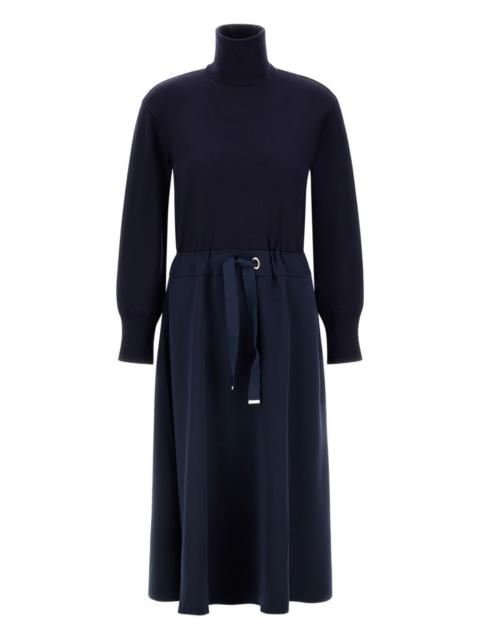 turtleneck drawstring-waist midi dress