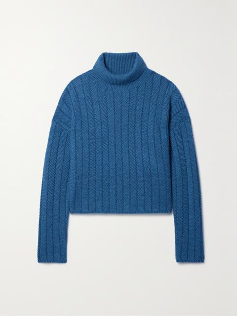 Terence Herringbone Cashmere Turtleneck Sweater