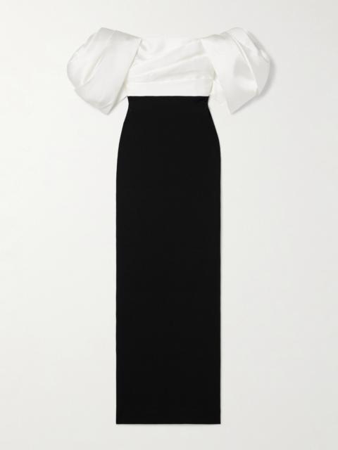 Sian Off-the-shoulder Two-tone Crepe And Faille Gown
