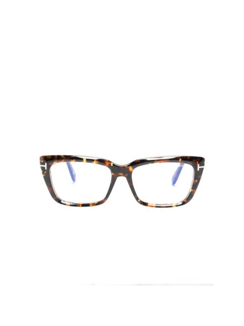 tortoiseshell rectangle-frame glasses