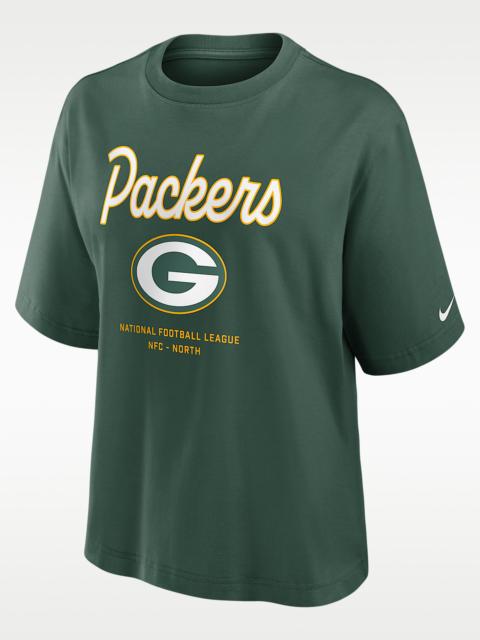 Green Bay Packers Essential Script Boxy Women's Nike NFL T-Shirt