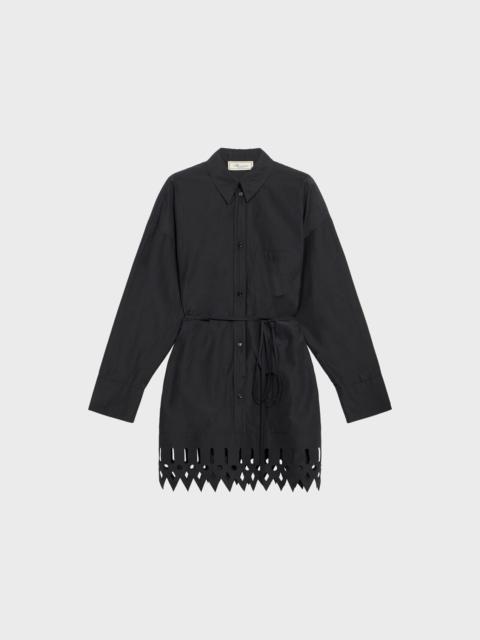 TAFFETA SHIRT DRESS WITH OPENWORK EMBROIDERY