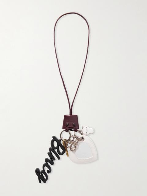 Le City Embellished Textured-leather, Silver And Gold-tone Key Fob