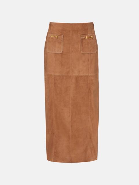Edwina high-waist suede maxi skirt