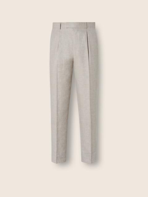 LIGHT BEIGE CROSSOVER WOOL LINEN AND SILK PANTS