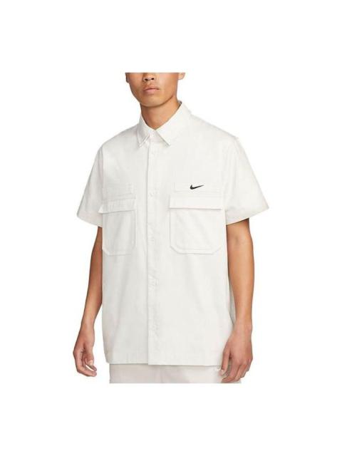 Nike Life Woven Military Short-Sleeve Button-Down Shirt 'White' DX3341-030