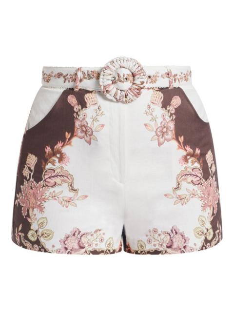 floral belted shorts