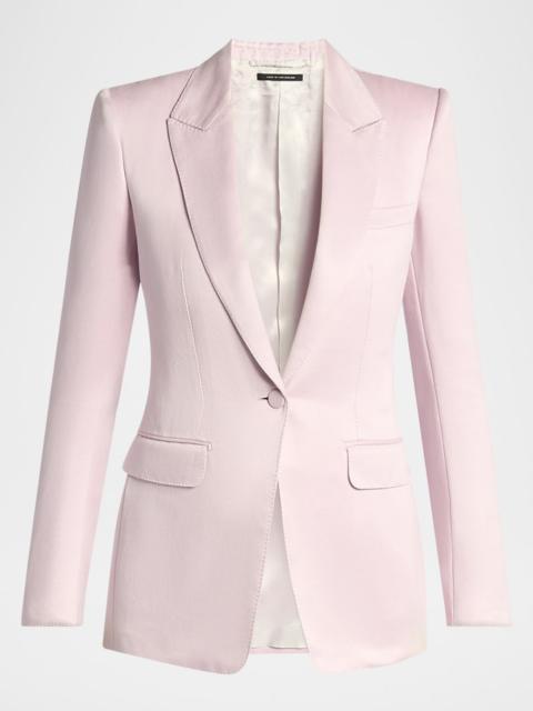 Single-Breasted Silk Blazer Jacket