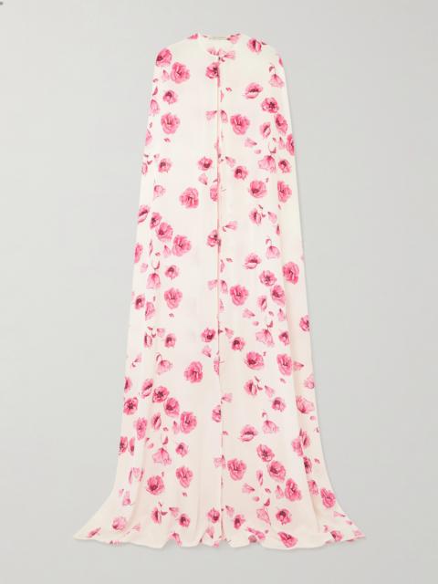 Clarette Floral-print Silk Crepe De Chine Cape