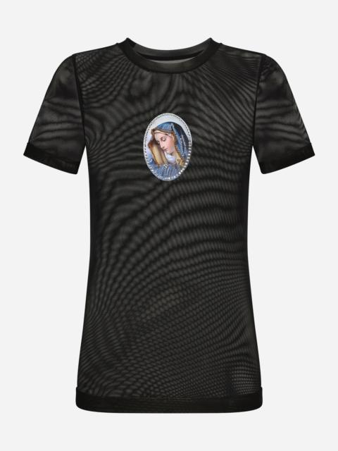 Tulle T-shirt with sacred image patch