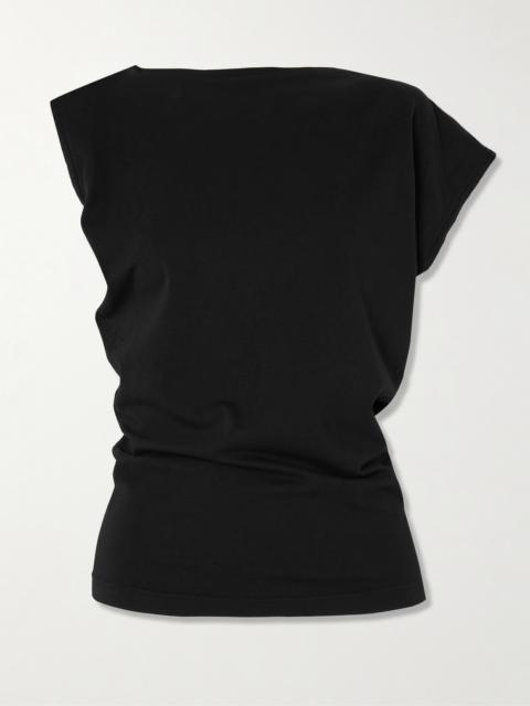 Beth Asymmetric Draped Cotton-jersey T-shirt
