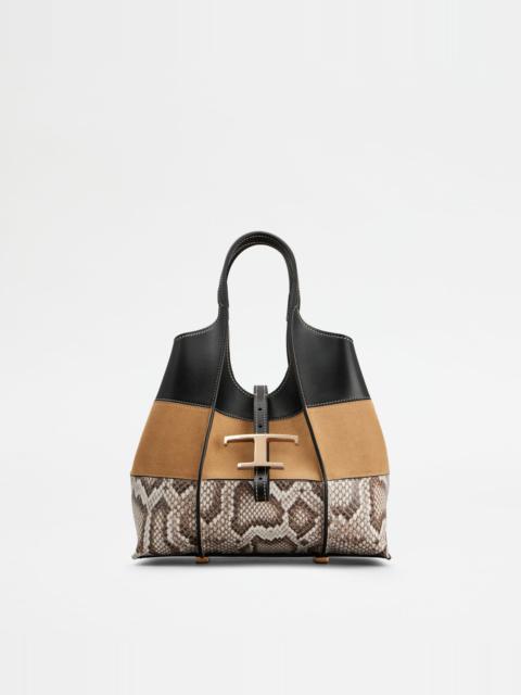 T TIMELESS SHOPPING BAG IN LEATHER MINI - BROWN, BLACK, BEIGE