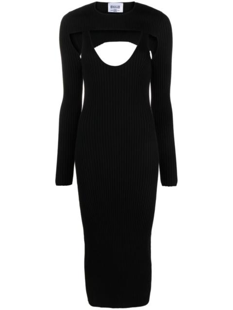 x Simkhai contoured ribbed-knit midi dress