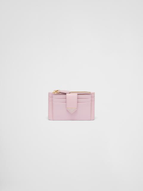 Saffiano and smooth leather card holder