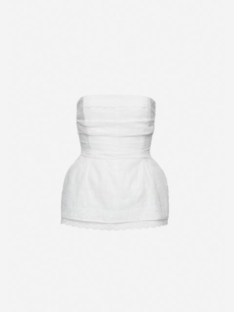 Embroidered corset in white