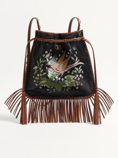 VALENTINO GARAVANI NELLCÔTE ALICE EMBROIDERED BAG WITH FRINGES