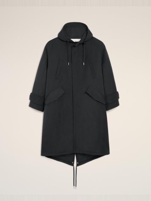 BLACK NYLON SERGÉ PADDED PARKA JACKET