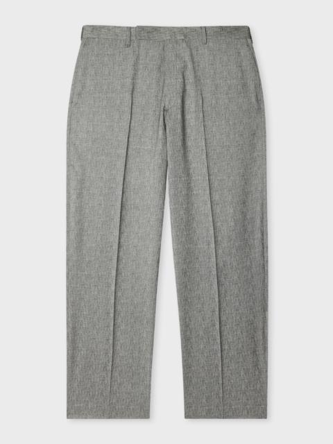 Relaxed-Fit Grey Wool Jacquard Trousers