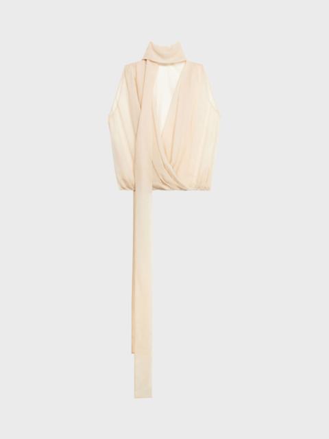 GEORGETTE WRAP TOP WITH PUSSY-BOW