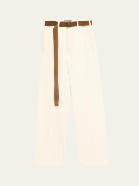 Belted Straight-Leg Denim Trousers
