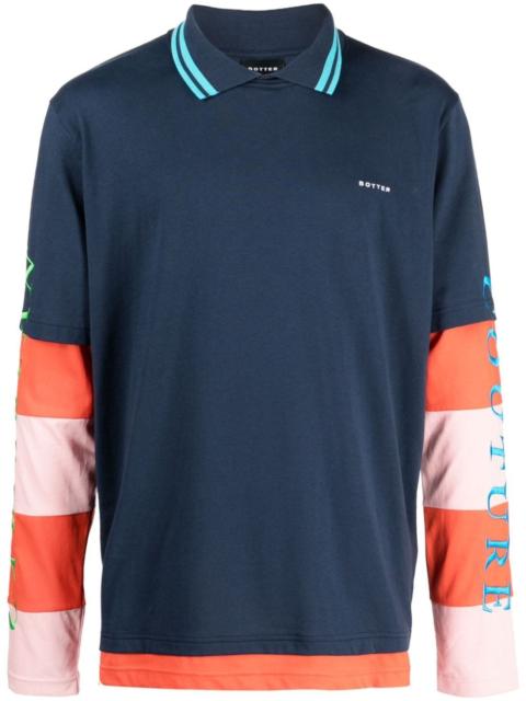 layered-effect logo-embroidered T-shirt