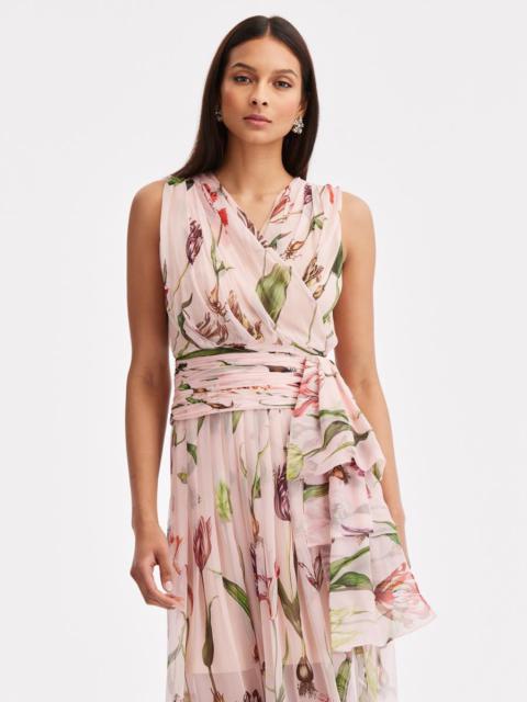 TULIP MANIA CHIFFON WRAP BLOUSE