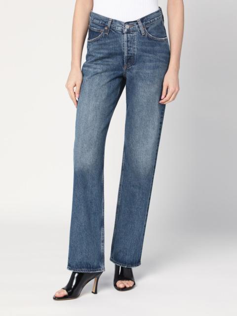 Kelly blue V-Waist jeans with faded effect