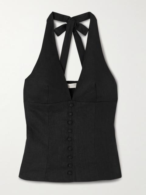 Marie Linen Halterneck Top